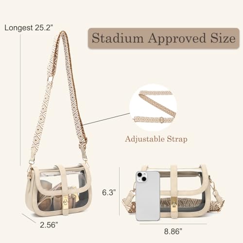 LOXOMU Clear Bag for Stadium Events, Cute Clear Crossbody Bag Stadium Approved, Small Clear Concert Purse for Women3