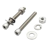 DGOL 15 Sets 1/4-20 x 2 inch Socket Head Bolt Screws + Nuts + SAE Flat Washers + Lock Washers Kit, All Made of 304 Stainless Steel