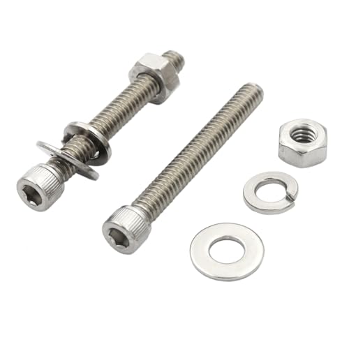 DGOL 15 Sets 1/4-20 x 2 inch Socket Head Bolt Screws + Nuts + SAE Flat Washers + Lock Washers Kit, All Made of 304 Stainless Steel