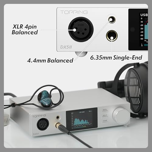 Image of TOPPING DX5 II Hi-Res DAC & Headphone Amp Combo - Dual ES9039Q2M, X-Hybrid Amp, 10-Band PEQ, LDAC Bluetooth 5.1, 4.4mm Balanced & 6.35mm Headphone Output, Preamp Mode, 12V Trigger (White)