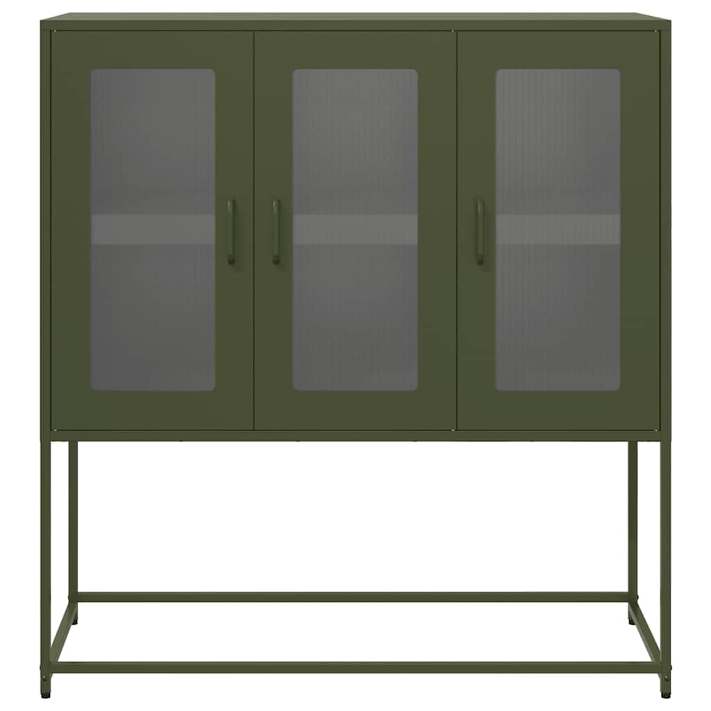 Buffet en métal vert olive 100,5 x 39 x 107 cm