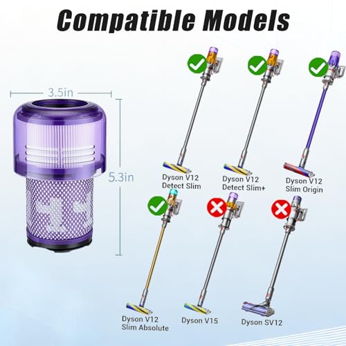 Filtre de rechange V12 pour Dyson Detect Slim, conception durable type 971517-01