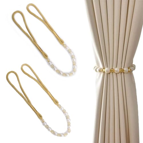 Alzapaños de cortina con cuentas acrílicas doradas accesorios decorativos ventanas pack de 2 2