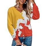 Jerséis Cárdigans Y Sudaderas De Mujer De Invierno con Bután Bandera Nacional Cárdigan De Manga Larga, Suéter con Cuello En V Holgado para Mujer Y Tallas Grandes