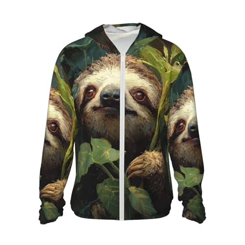 UPF 50+ Sloth Sun Protection Hoodie Rash Guard Shirt Long Sleeve Sun Shirt Lightweight Jacket
