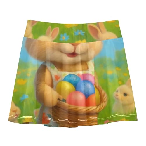 Cute Bunny Floral Colorful Eggs Skirts with Shorts Pink Cute Athletic Shorts for Girls Skorts Teen Skirt 4t2