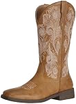 J's.o.l.e Women's Cowboy Boots Square Toe Fashion Western Cowgirl Boots Embroidered