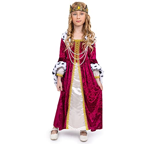 Dress Up America Queen Costume For Girls, Kids Renaissance Princess Costume, Royal Gown And Crown Set