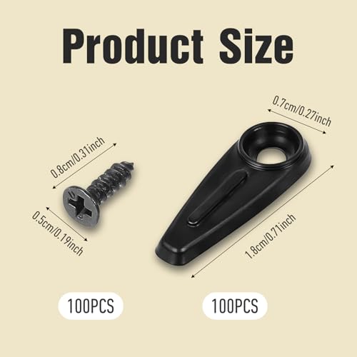 Image of 100 Pieces Picture Frame Turn Button Fasteners Set, Picture Frame Backing Clips with 100Pcs Screws Pictures Frames Corner Fasteners for Hanging Pictures Artwork Gift Box Decoration Box (Black)