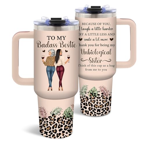 DUUV Bestie Gifts for Women, Friendship Gifts for Friends Sister, To My Badass Bestie Stainless Steel Insulated Mug, Friend Gift for Birthday Christmas Thanksgiving Graduation Friendship Day, 1PCS