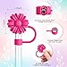 6 Set Compatible with Stanley Cup Accessories, 4 Flower Straw Toppers Compatible with Stanley Straw Cover 9-10 mm, 2 Pcs Cute Rose Pink Flower Charms for Tumbler with Handle
