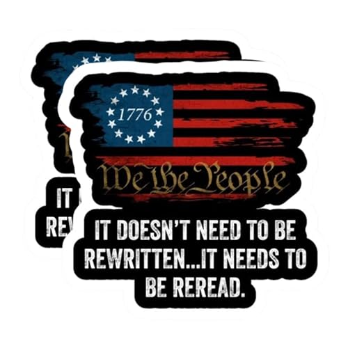 eDesign 2-Pack We The People American Flag Vinyl Sticker Decal - 4 Inches - United States Patriotic Car Decals for Truck SUV Van Window Bumper Wall Laptop Tablet Waterbottle and Any Smooth Surface