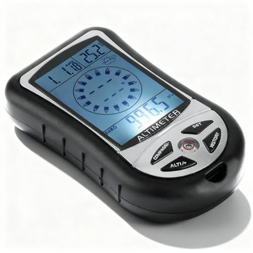 XZXCVN Multifunctional Electronic Altimeter Barometer with Digital Compass, Thermometer, Weather Forecast - Portable Lightweight Design, LED Backlight, Outdoor Hiking Use