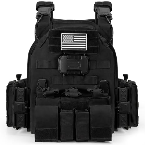 Jueachy Magnetic Tactical Vest for Men: Plate Carrier Vest Quick Release One-Button Disassembly Lightweight Vest