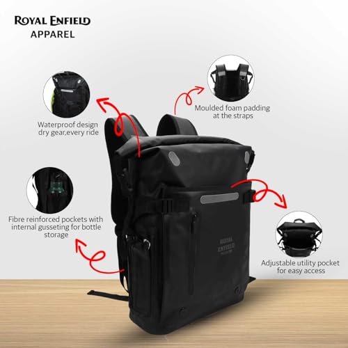Royal Enfield Store Royal Enfield Tru Dry WP Roll Top Bag 25L Black - Image 5