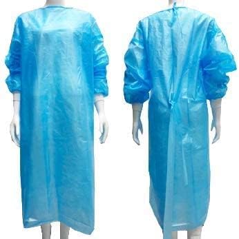 Bata desechable de aislamiento con puños de punto, certificado CE, vestidos de nivel 3, película de PP+PE, protección mejorada de las costuras,