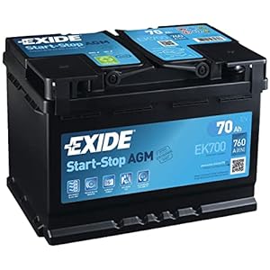 Exide EK700 Stop Start 12V 70Ah 760CCA TYPE 096 AGM VRLA Car Battery – No Spill – 3 Years Warranty (Please check size before buying)