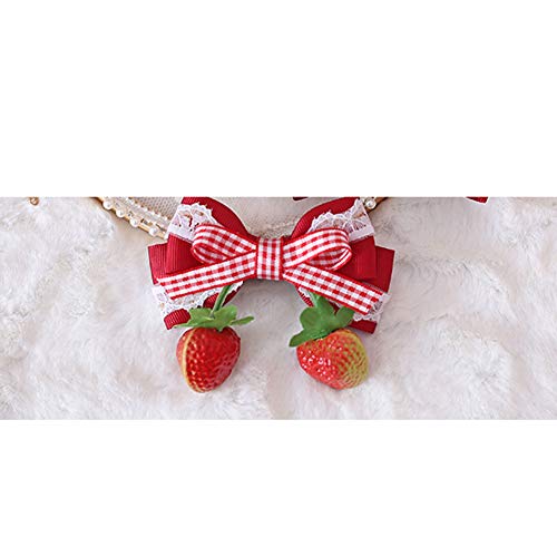 Miniatura 2 de Pinza para el pelo de fresa para niña, accesorio para el cabello Lolita de encaje 1 pares (color 1)