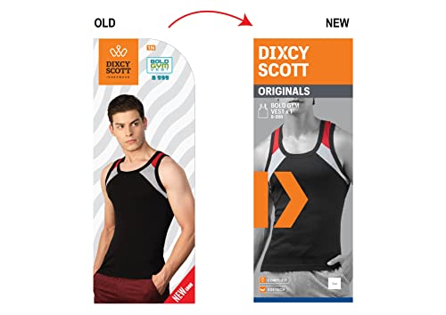 Image of Dixcy Scott Originals Men 100% Combed Cotton Racerback Color Block On Shoulder Gym Vest (Pack of 2)