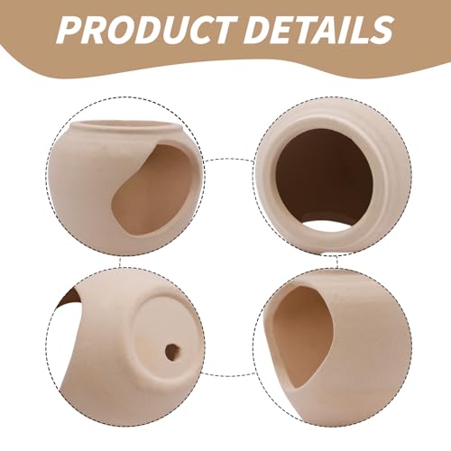 Image of AnRui Fish Tank Hideout Ceramic Jar Aquarium Decorations Cave Cute Jar with a Hole Aquarium Accessories Decor Ornaments for Cichlid, Small Fish, Shrimp to Play Hide Breed Habitat, Apricot