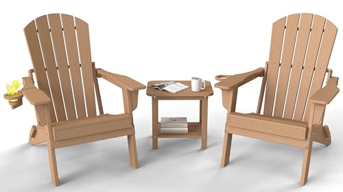 3-Piece Folding Adirondack Chair Set with Side Table