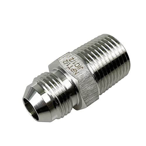 Image of HFS(R) 1 /2 inch NPT Male to 1 /2 inch JIC Male Adapter Flared Tube Fitting Pipe Connector Stainless Steel 304