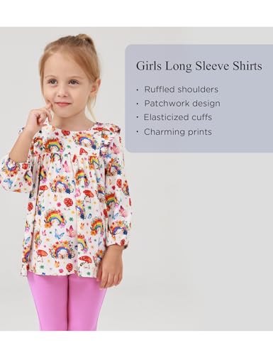 Image of Bamboo Viscose Toddler Girl Blouse Top Long Sleeve Ruffle Hem Shirt for Girls