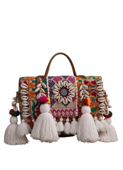 rpvoxon Handmade Embroidered Boho Purse for Women | Ethnic Handbag | Designer Shoulder Bag for Parties & Travel. (Multicolor & multi design)-picture-12