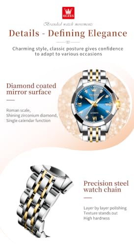 Image of OLEVS Womens Watches Automatic Luxury Dress Ladies Watch Ceramic Strap Rose Gold Self Winding Female Wrist Watch