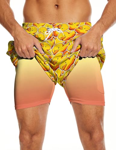 Tie Dye Stripes Men's Swim Trunks with Compression Liner 7 Inch Swimsuit Swimming Trunks Men Bathing Suits Board Shorts3