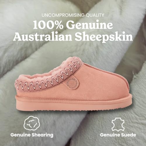 Image of Fireside by Dearfoams Women's Greta Genuine Shearling Clog Slippers, 100% Natural Suede Clogs for Outdoor & Indoor