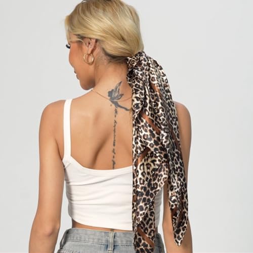 Leopard Print Head Scarf for Women Like Silk Satin Scarf for Hair Wrapping at Night Bandana Square Scarf 35 Inches3