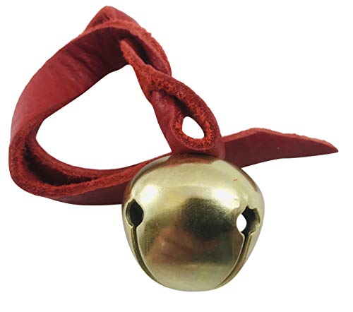Believe Ornament Brass Sleigh Bell on Leather Cord Christmas Tree Decoration with Gift Bag