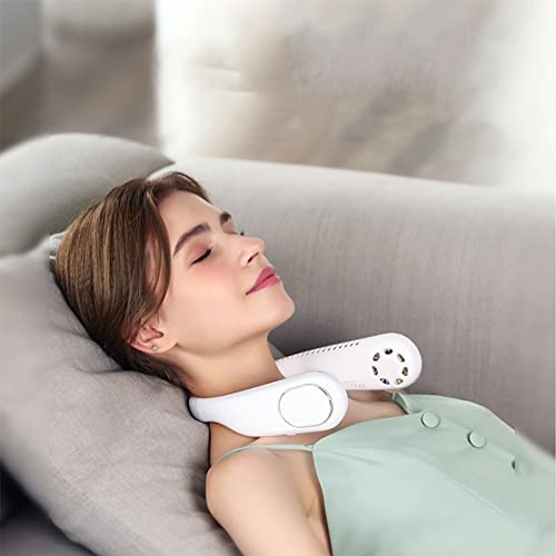 Riuulity Mini Ventilador de Cuello, Batería de Larga Duración, Ventilador de Cuello Portátil Recargable para Ir de Compras, Viajar Al Aire Libre, Batería de Litio, 1 de USB (Blanco crema)