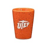 Rico Industries NCAA Texas-El Paso Miners - UTEP 2oz Ceramic Shot Glass for Fans, Laser Engraved In Team Color Single Shot Glass