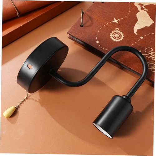 Aplique de pared vintage E26 interior exterior negro rústico con interruptor 6