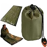 Terrashell Blanket, Terrashell Sleeping Bag, Emergency Sleeping Bag Survival, Waterproof, Lightweight, Emergency Mat for Survival Kit Car Camping Gear Hiking Tac Bivvy Go Bags Supplies (1, green)
