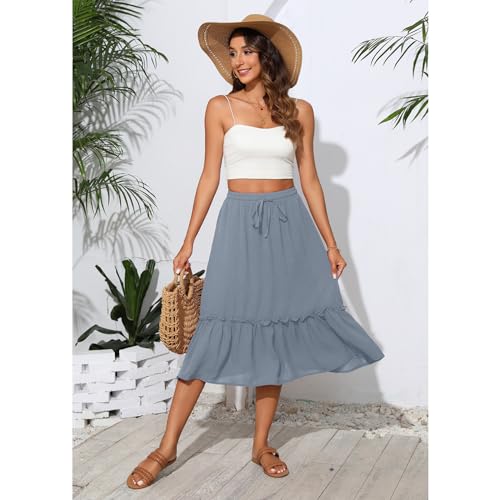 Image of Witsmile High Waist Tiered Skirts for Women Flowy Skirts for Women Long Length with Pockets 2026 Fashion Trendy