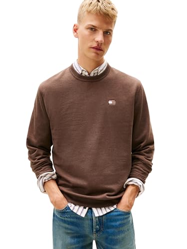 Mens Regular Badge Crewneck Sweatshirt, Black Walnut Heather