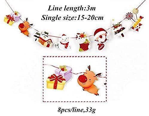 Banner Flag, 8 Xmas Flags Merry Christmas Hanging Bunting Decoration Garlands Party Santa Claus Elk Snowman DIY Home Hotel Yard Wall Decoration 5 Set (Color : FF001)