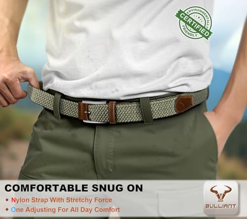 Image of BULLIANT Belt for Men 2Pack,Mens Gift Stretch Braided Web Belt Elastic for Casual Golf Jeans,1 3 /8 inch