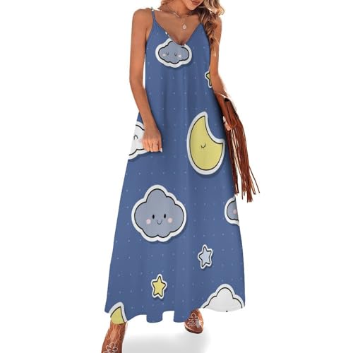 Robe longue d'été en tissu fluide de qualité supérieure Nuage de Lune Étoilé