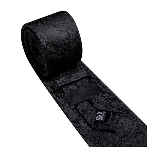Image of Barry.Wang Paisley Tie Fashion Set Hanky Cufflinks Neckties for Men Woven Silk