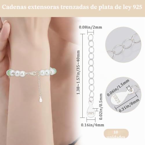 925 extensor de cadena para collares pulseras plata de ley con eslabones de extensión S925 2