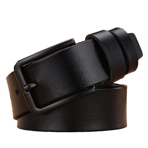 Men's Genuine Leather Belt with Pin Buckle Stylish Cowhide Strap for Jeans Soft and Durable Waist Accessory