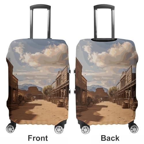 Old Wild West Cowboy Town Printed Luggage Cover Protector, Fits 18-32 Inch Luggage3