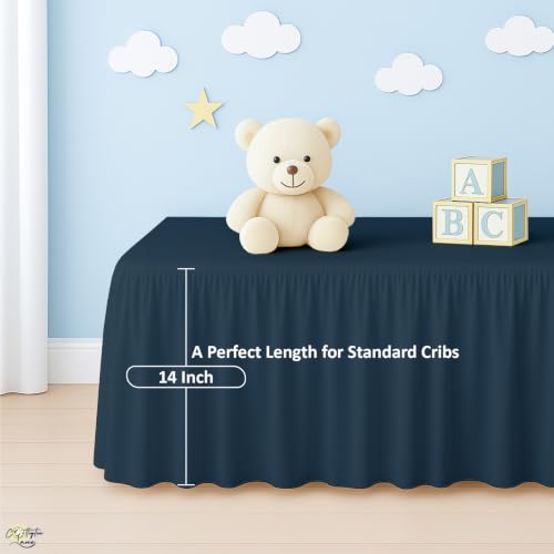 Image of Cottington Lane Navy Blue Crib Skirt Dust Ruffle 14 inch Drop, Fits 28 inch x 52 inch
