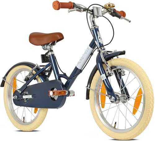 PROMETHEUS BICYCLES Bicicleta infantil retro de 16 pulgadas a partir de 5 años – Bicicleta para niños – Bicicleta infantil – Bicicleta infantil PETITAGE en azul