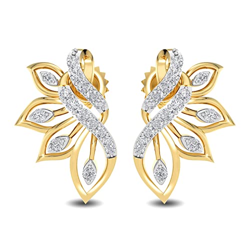 KISNA JEWELS 14KT|18KT BIS Hallmark Pure Gold and Diamond Danglers Earrings For Women with Screw Back clouser