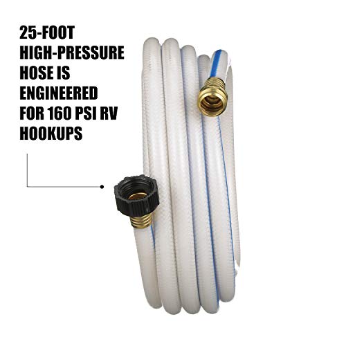 Image of Valterra AquaFresh High Pressure Drinking Water Hose, Water Hose Hookup for RV - 1 /2 inch x 25', White | (Pack of 5)